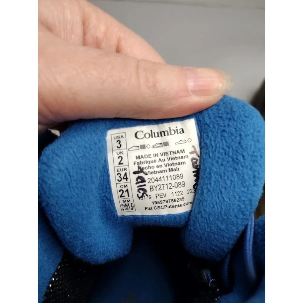 Columbia Kids Waterproof Winter Snow Boots Blue‎ Gray Size 3 Youth
